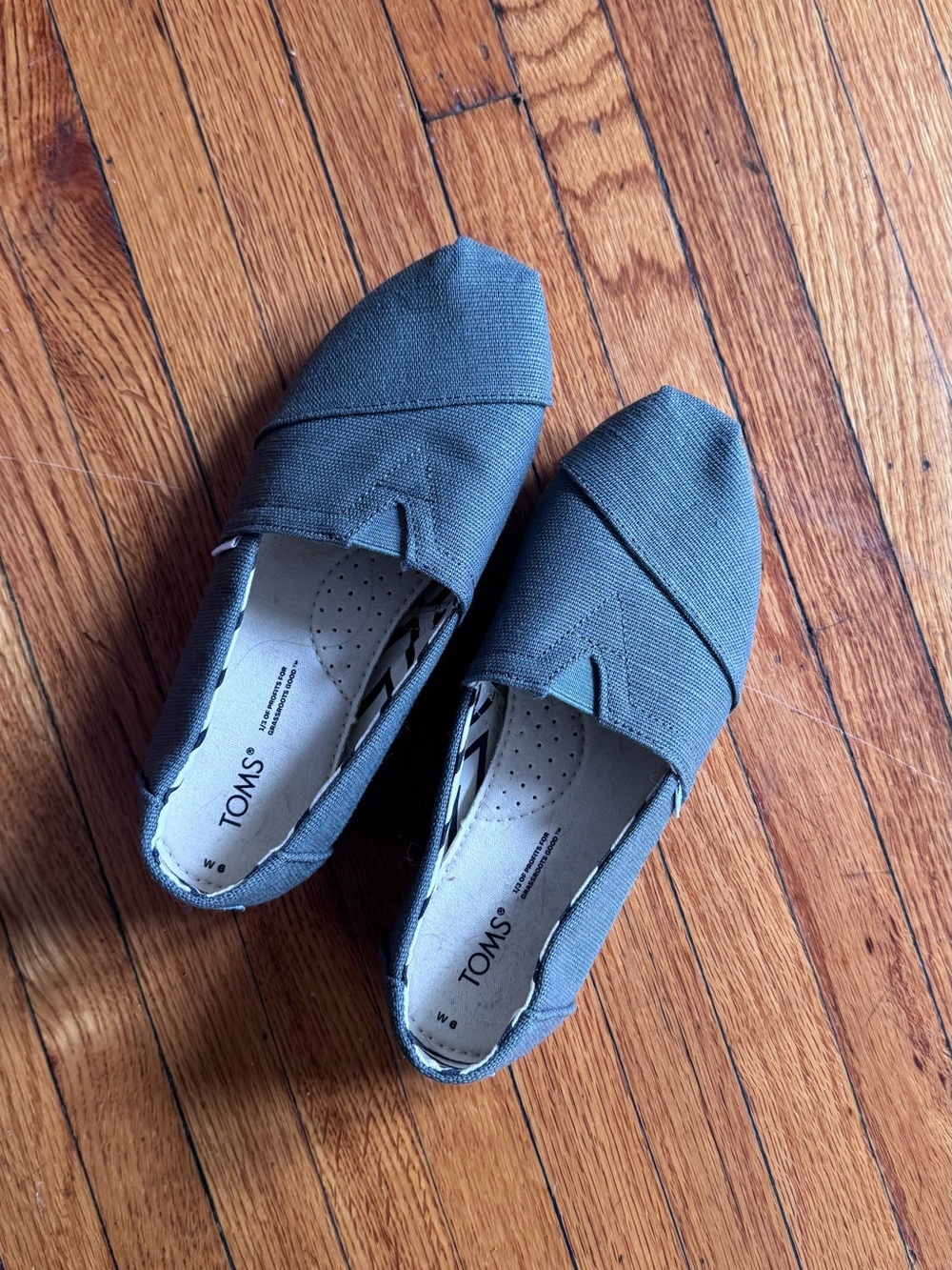 TOMS Women's Slip-On Canvas Flats in Gray